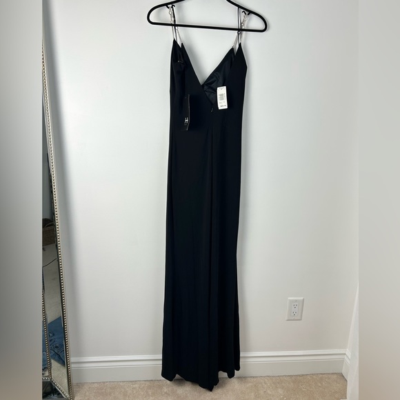 NWT H by Halston Vintage Black Maxi Lined Formal Dress with Rhinestone Strap 8 - Picture 2 of 15